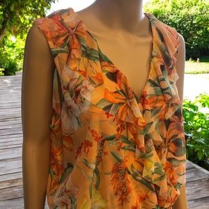 WHBM Mesh Ruffle Peplum Top size Xl